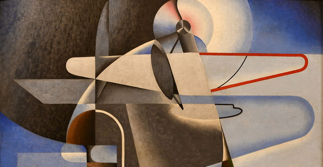 Osvaldo Peruzzi, (particolare) Aeropittura, 1934, olio su cartone. Galleria d’Arte Moderna, inv. AM 1291