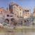 Dall’Isola Tiberina – Accesso dal Tevere ed avanzi della fortezza dei Pierleoni – Mura romane a destra 1880 (Ettore Roesler Franz)